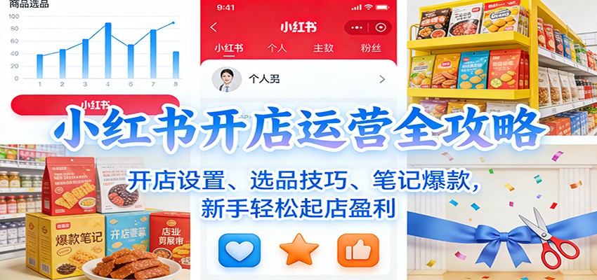小红书开店全流程实操，店铺设置、选品避坑、笔记爆款，加AI批量做标题与视频混剪 - 缩略图