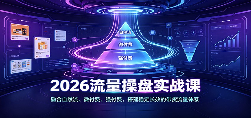 2026电商流量操盘实战课，自然流、微付费、强付费的组合配比与投放节奏 - 缩略图