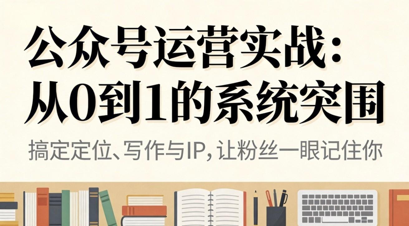 公众号运营7节实战课，从赛道定位、账号装修到爆款文章和变现全流程 - 缩略图
