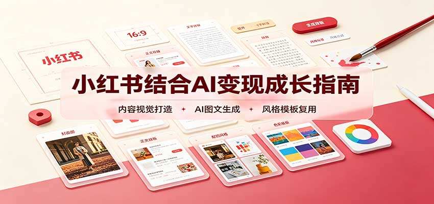 小红书结合AI变现实战营，账号精准定位、内容视觉包装到可复制获客系统搭建 - 缩略图