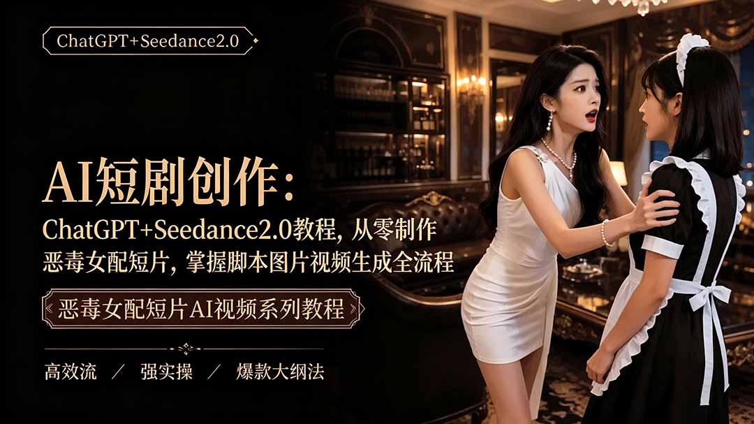 AI恶毒女配短剧从零制作，ChatGPT写分镜脚本、Seedance2.0出片全流程 - 缩略图