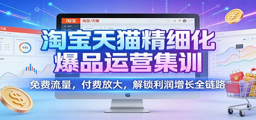 淘宝天猫精细化爆品运营3天集训，免费流量打法、付费广告放大到利润增长的实战拆解 - 缩略图