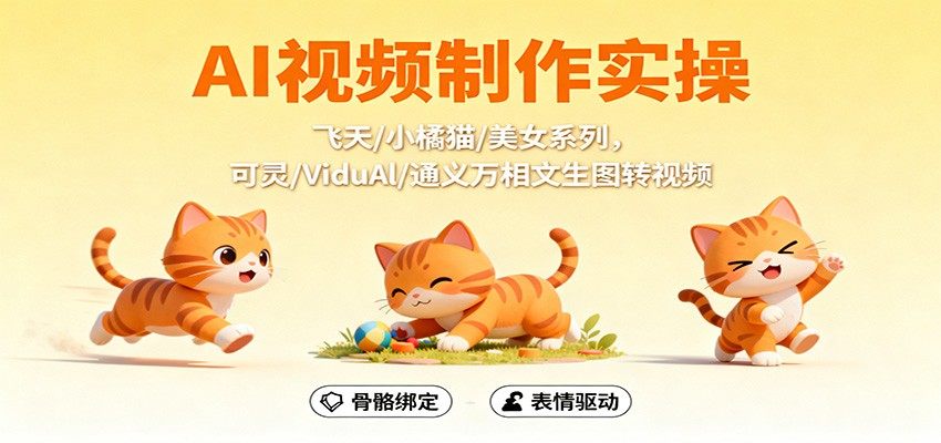 即梦AI视频制作实战课,飞天、小橘猫、美女三大案例,文生图到图生视频全流程拆解 - 缩略图