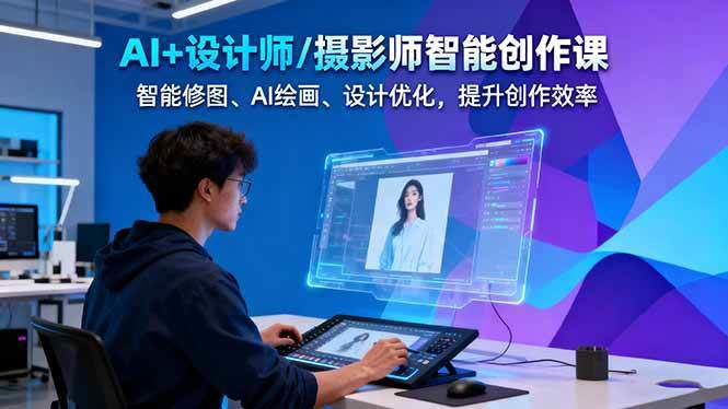 AI+设计师摄影师智能创作课，31分钟掌握智能修图、AI绘画和老照片修复 - 缩略图