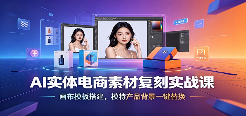 AI电商实体素材复刻实战，画布模板搭建加模特产品背景一键替换，新手也能批量出图 - 缩略图