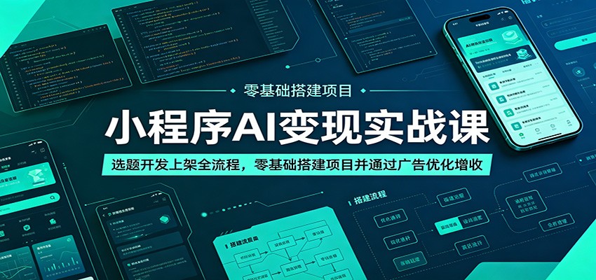 小程序AI变现全流程课，零基础选题开发上架，广告接入提高收益实操 - 缩略图