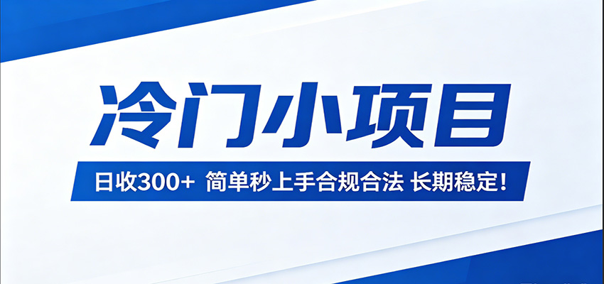冷门小项目拆解，一个人在家就能做，日收300+ 门槛低还可长期放大 - 缩略图