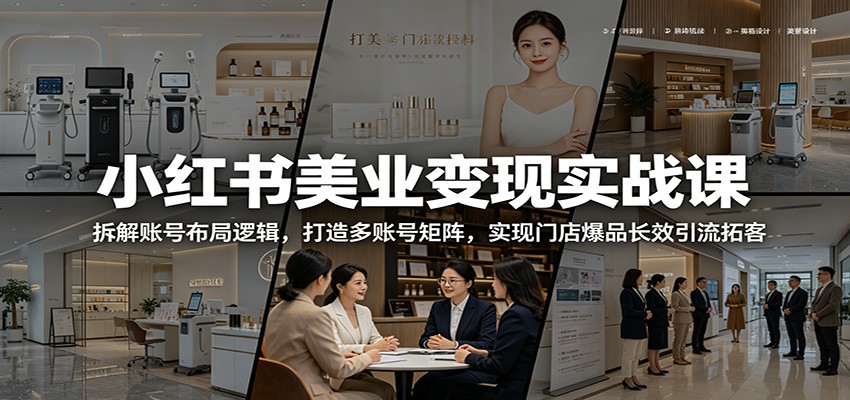 小红书美业门店获客实操，多账号矩阵布局与爆品内容打造，同城私信引流到店全链路 - 缩略图