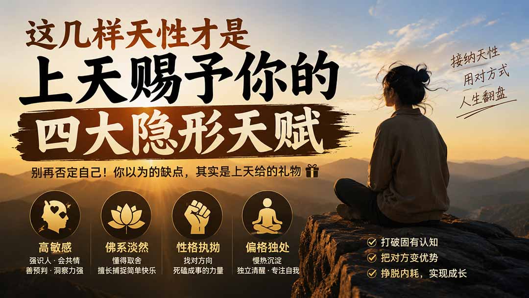 高敏感、佛系、性格执拗、爱独处，这4样天性不是缺点，是老天给的隐形天赋 - 缩略图