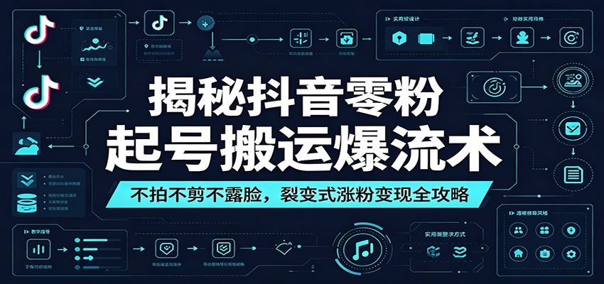 抖音零粉起号搬运玩法，不拍不剪不露脸，二创去重+矩阵裂变涨粉变现 - 缩略图