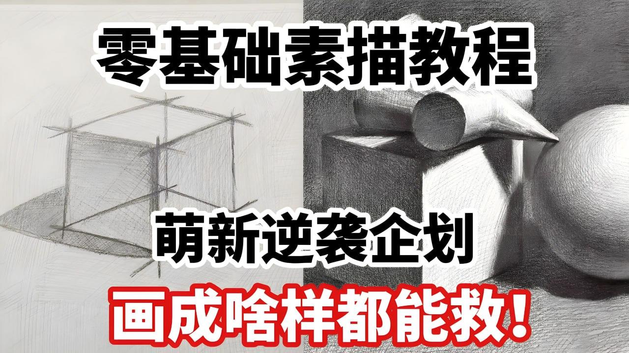素描零基础到四级系统课，从几何体静物到石膏切面像全流程画法 - 缩略图