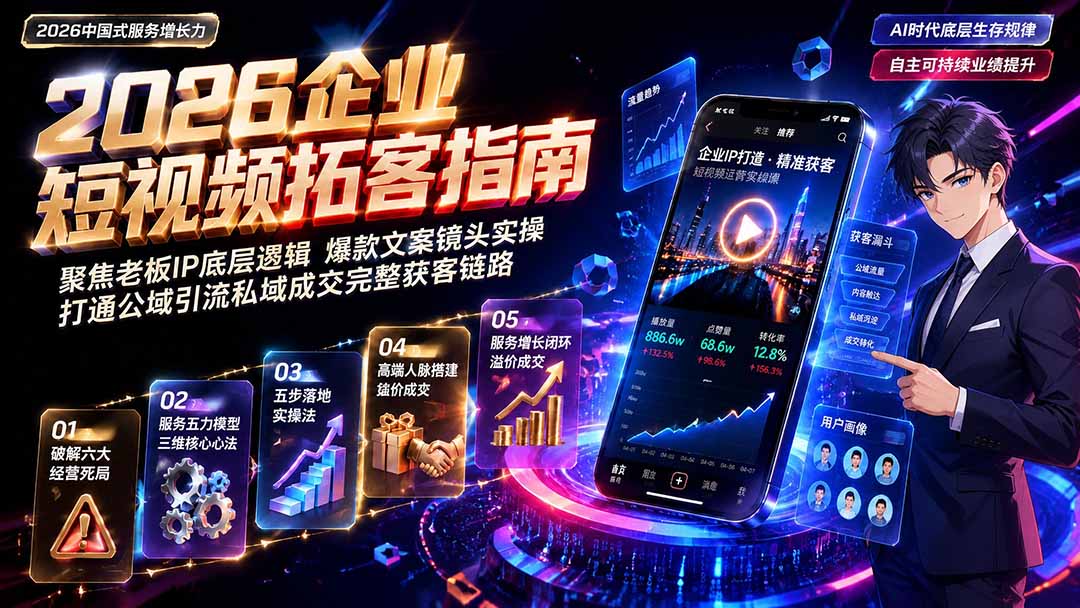 实体门店服务增长力实战课，AI时代五力模型与三维心法，拆解缺客源抢单客诉低价内卷六大死局 - 缩略图