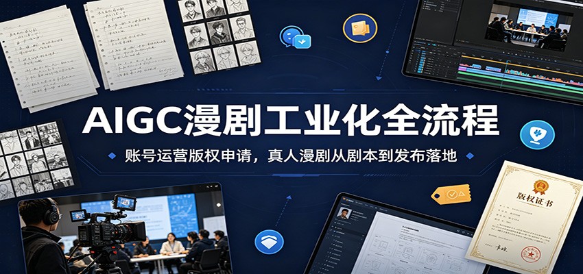 AIGC漫剧从账号运营到成片发布全流程，剧本、配音、真人漫剧过审一次讲清 - 缩略图