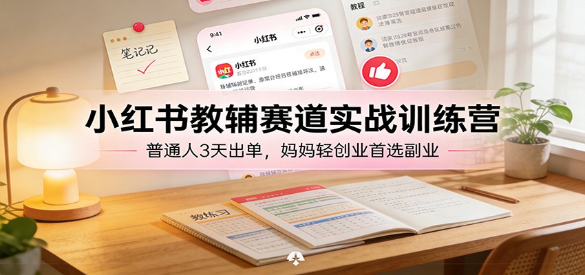 小红书教辅赛道训练营，普通人3天出单，宝妈每天1小时打理店铺，自动发货 - 缩略图