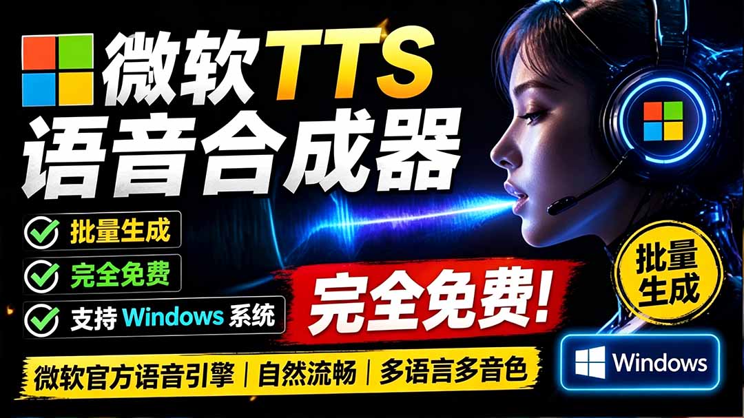 微软TTS免费语音合成器，内置上百款真人音色，支持TXT批量转音频做短视频配音 - 缩略图