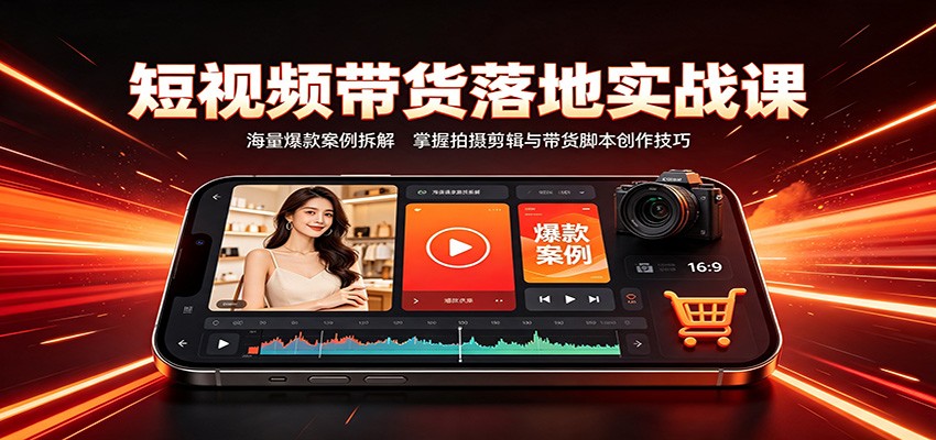短视频带货实操课，美妆美食家居爆款案例拆解，口播混剪拍摄剪辑与带货脚本创作 - 缩略图
