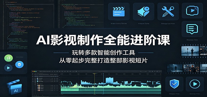 AIGC影视全流程实战课，从DeepSeek脚本分镜到AI视频生成和后期剪辑，新手独立产出完整短片 - 缩略图