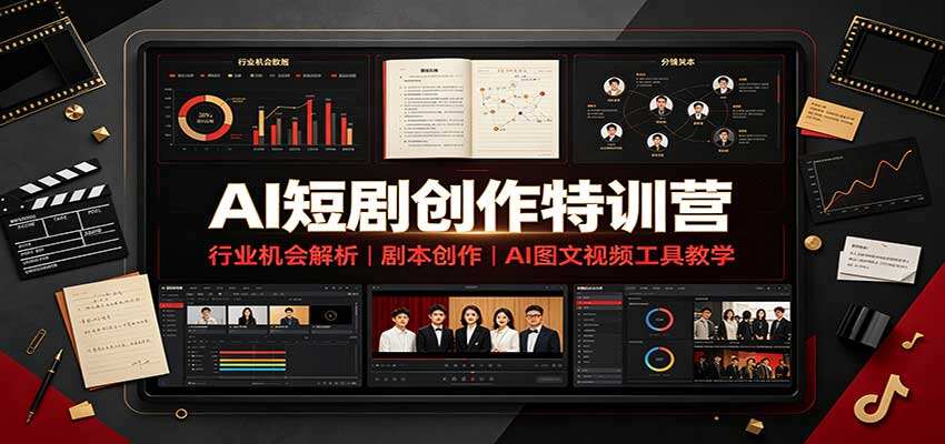 AI短剧创作25天实战教程，从行业机会到多模型写剧本、AI绘图与视频工具全流程 - 缩略图