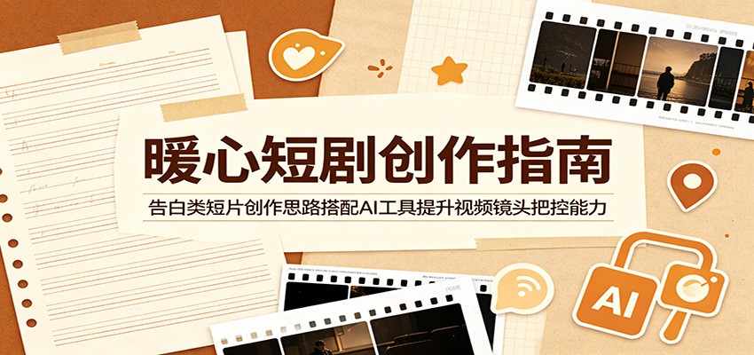 温情短剧创作课，告白类短片框架和多期直播拆解，含Lv3 AI视频镜头生成与控制方法 - 缩略图