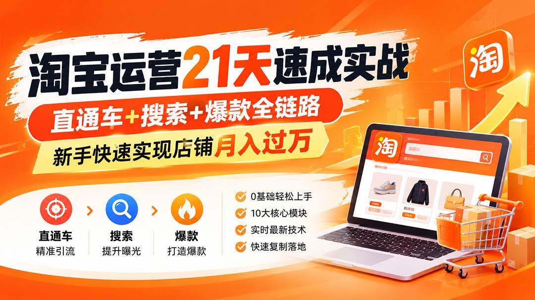 【持续更新】淘宝运营21天速成班，54期从直通车、搜索到万相台无界和全站推广 - 缩略图