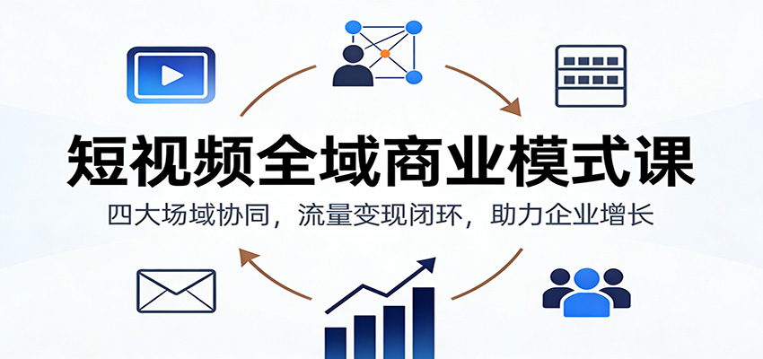 短视频全域商业模式课，短视频、直播、私域、地域四大场域协同打通流量变现 - 缩略图