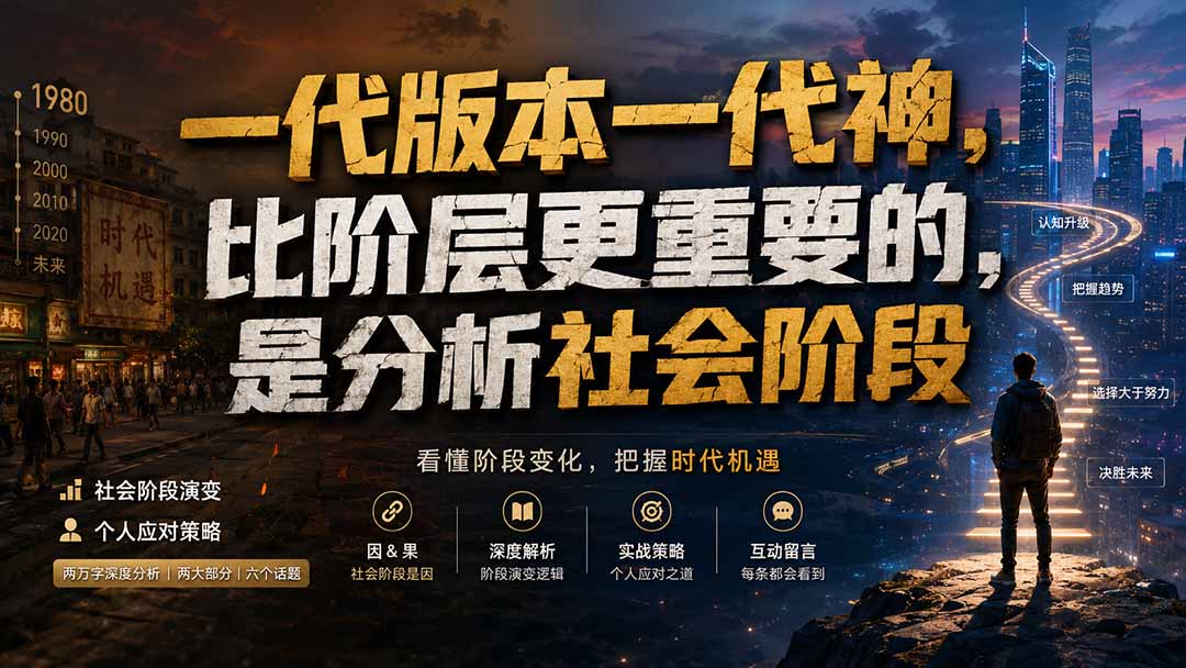 一代版本一代神，社会阶层是结果，社会阶段才是因，两万字讲透阶段演变与个人应对 - 缩略图
