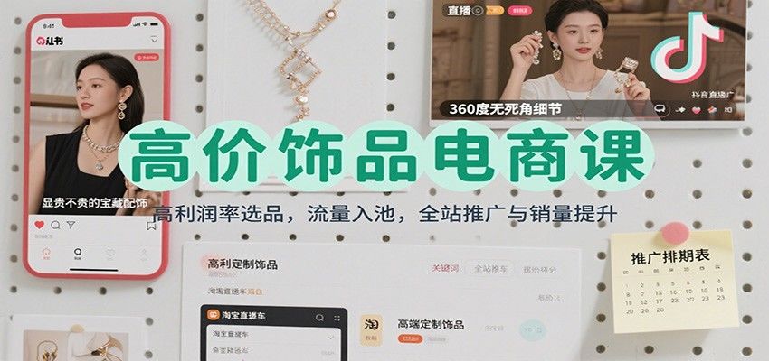 淘系高价饰品爆单课74期，3阶选品、铺测到全站推广赛马制，单店2000款、单件利润85% - 缩略图