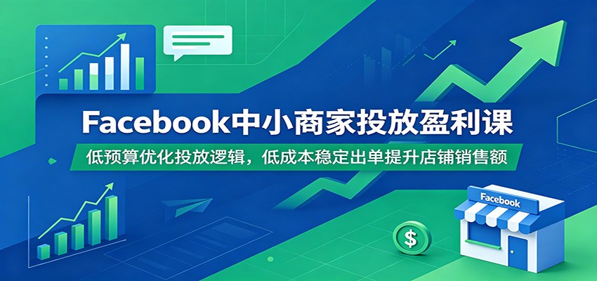 Facebook中小商家低预算投放课 小额账户搭建、测品SOP到数据复盘，低成本稳定出单 - 缩略图