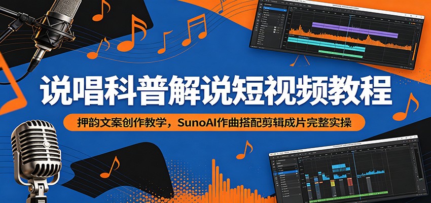 说唱科普解说短视频实操，押韵文案、SunoAI配乐到剪辑成片全流程拆解 - 缩略图