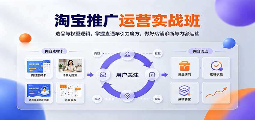 淘宝推广运营实战班，选品权重到直通车引力魔方，打通免费付费流量 - 缩略图