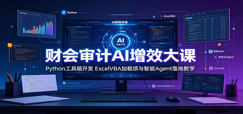 财会审计AI实战课，Python开发PDF、Excel、Word审计工具箱，Excel VBA加载项与智能Agent落地 - 缩略图