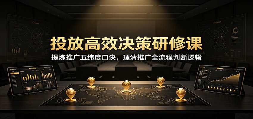 推广5纬度决策口诀研修课，拆解投放判断标准和实操场景，新手也能快速上手 - 缩略图