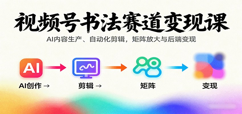 视频号书法赛道AI自动化矩阵，10节课日产1000条，单号月变现3000到8000 - 缩略图