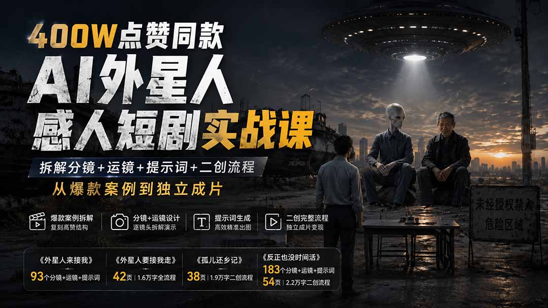400W点赞的AI外星人情感短剧，分镜运镜提示词+二创复刻全流程 - 缩略图