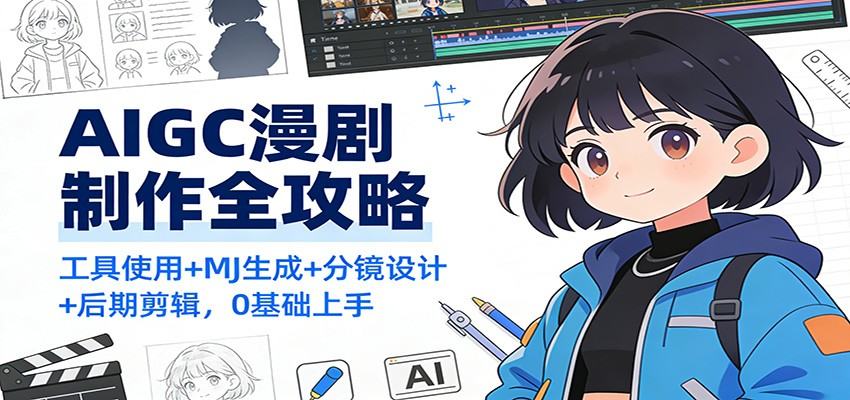 AIGC漫剧全流程制作课,MJ出图+分镜设计+声音克隆+后期剪辑,0基础也能单人月入1-3万 - 缩略图
