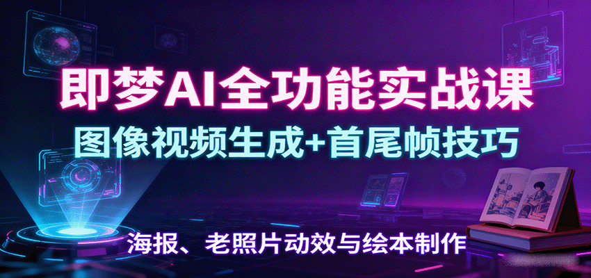 即梦AI全功能实战课，47节讲透图像视频生成、首尾帧技巧与老照片动效 - 缩略图