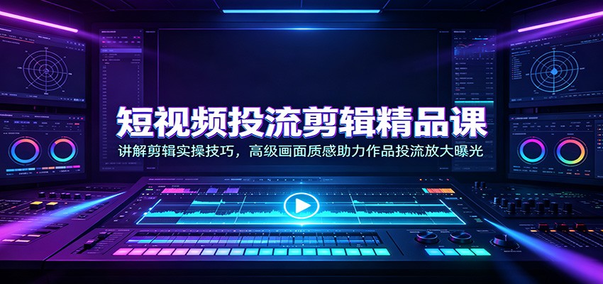 短视频投流剪辑课，从基础粗剪到网感包装、3D文字等几十种高阶手法，附剪辑接单流程 - 缩略图
