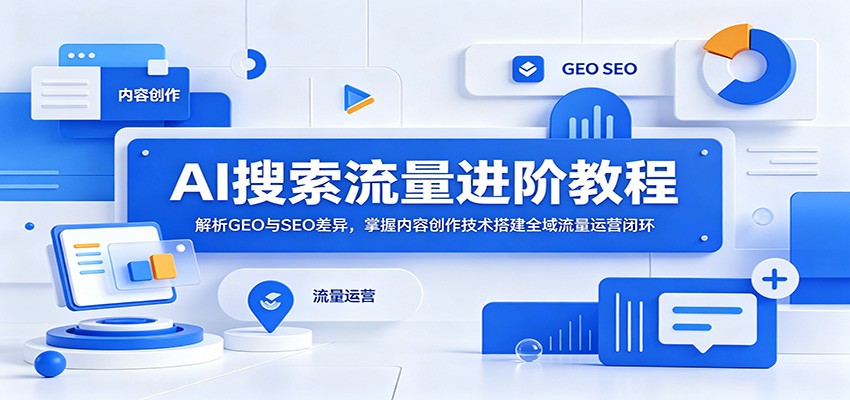 GEO生成式引擎优化教程，从SEO到GEO的内容写作、结构化数据与全域流量落地 - 缩略图