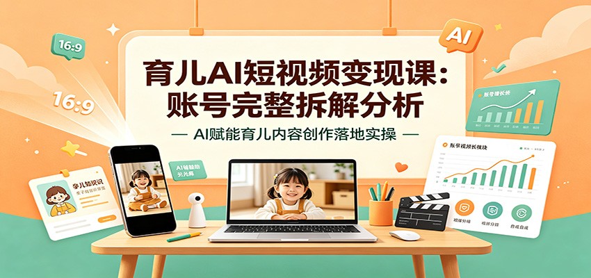 育儿AI短视频实操，拆解成熟账号内容与变现，用AI写文案做素材批量起号 - 缩略图