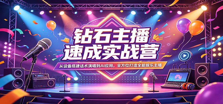 娱乐主播从开播到下播的实操课，直播间搭建、话术脚本、粉丝维护和AI应用 - 缩略图