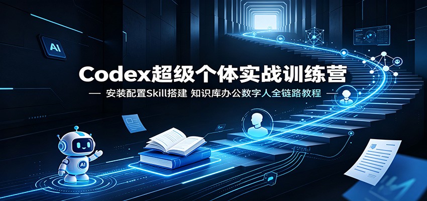 Codex超级个体实战训练营，从安装配置到Skill搭建，联动Obsidian知识库、飞书办公与数字人全流程 - 缩略图