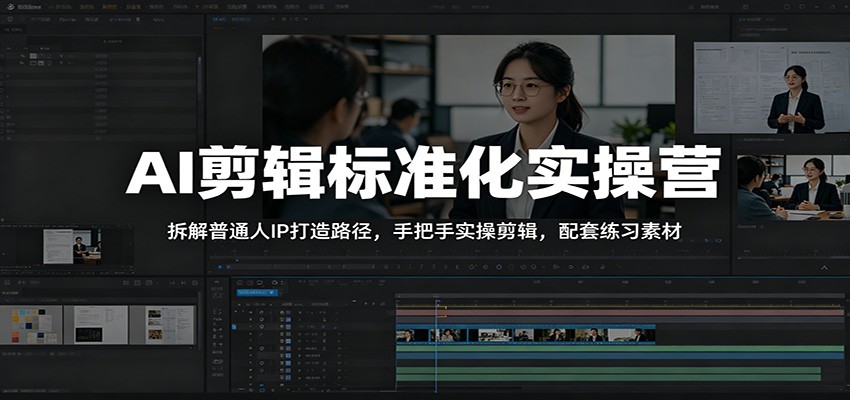 AI剪辑实操营，普通人做IP的口播短视频剪辑实操，从快捷键粗剪到添加背景图，附练手素材 - 缩略图