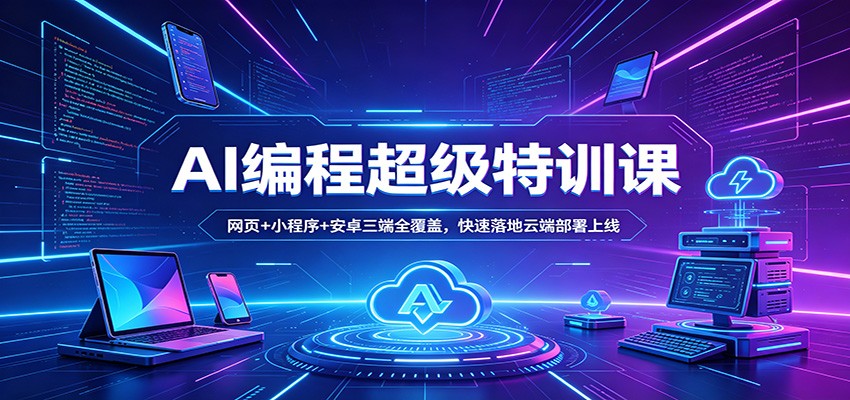 AI编程三端实战课，Python+Django+Vue做网页、小程序和安卓APP，宝塔云端部署上线 - 缩略图