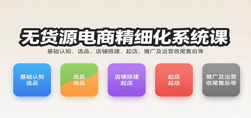 无货源电商精细化系统课，从选品裂变到起店打爆的40+节全链路实操 - 缩略图