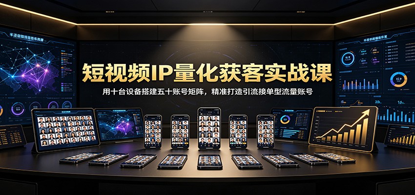 短视频IP量化获客，10台设备搭50账号矩阵，接单号定位与起号入池全流程拆解 - 缩略图