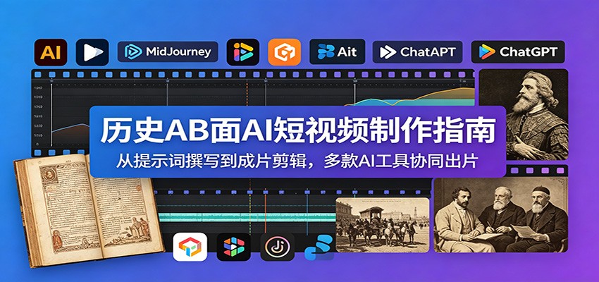 历史AB面AI短视频制作流程，Deepseek写提示词到即梦剪映出片，不用出镜也能批量做账号 - 缩略图