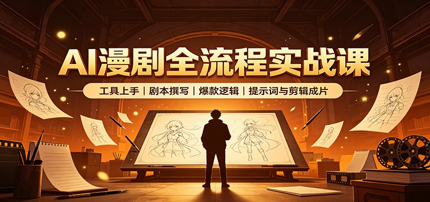 AI漫剧短视频全流程实操，工具、剧本、提示词到剪辑成片，附爆款案例和模板 - 缩略图