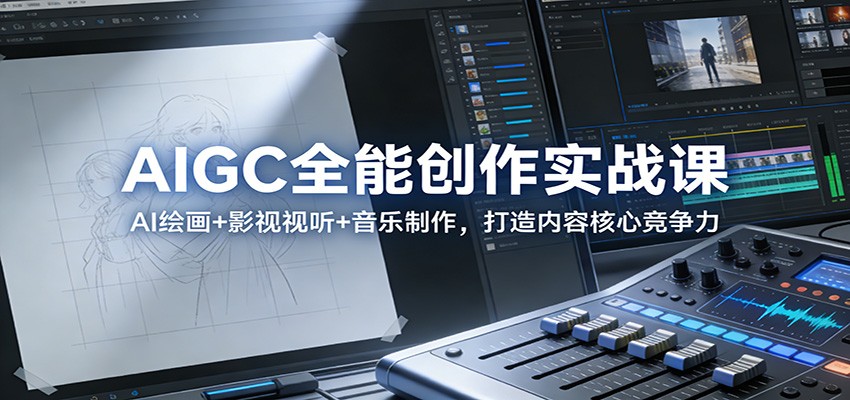 AIGC创作实战课，Midjourney和Stable Diffusion绘画到AI影视、AI音乐制作全流程 - 缩略图