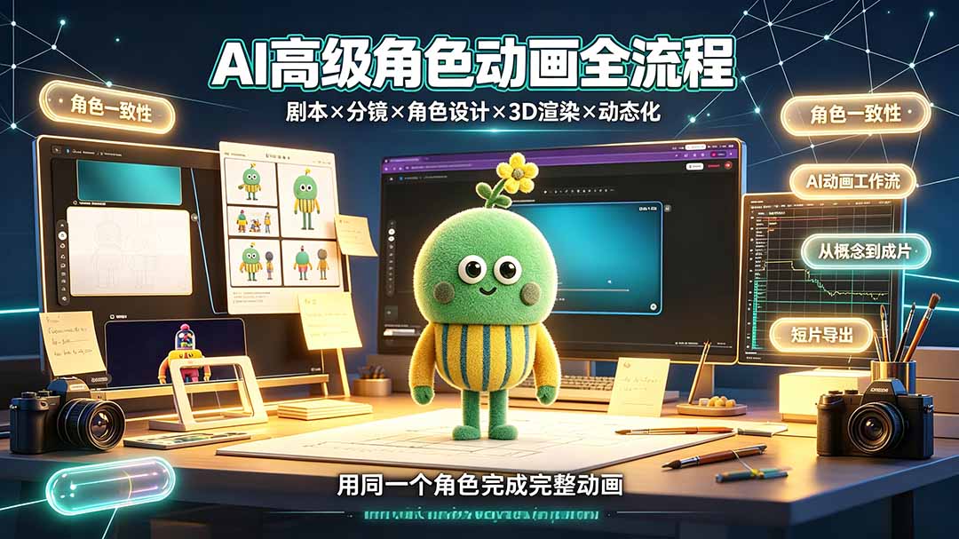AI角色动画全流程教学，Gemini+Nano Banana做角色一致性，Kling AI动画化到成片 - 缩略图