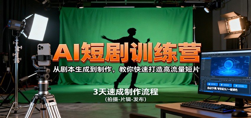 AI短剧训练营,从AI剧本生成到后期制作,降低短剧制作成本与门槛 - 缩略图
